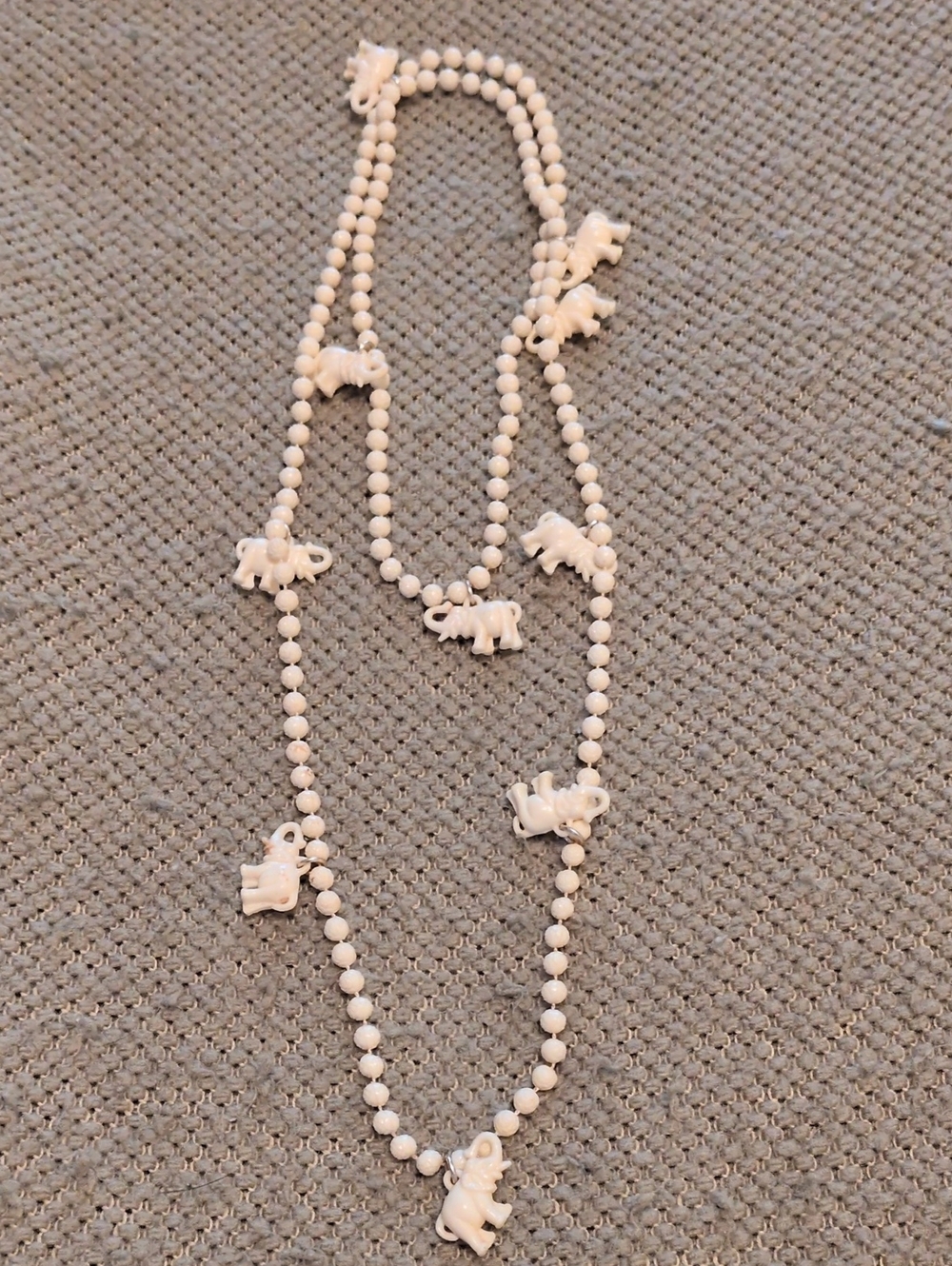 White Elephant Bead Charm Necklace - Women Jewelry